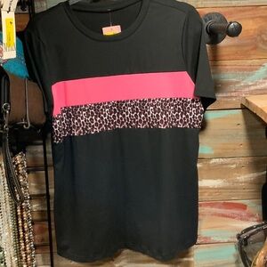 NEW Stylish Black and Pink Leopard Print Women's Top